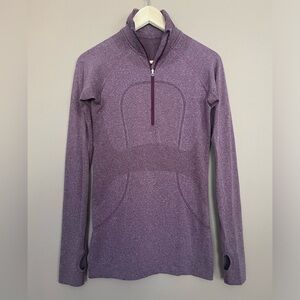 {Lululemon} Run: Swiftly Tech 1/2 Zip Long Sleeve in Heathered Plum - Womens 6